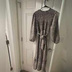 Leopard Print Long Sleeve Maxi Dress